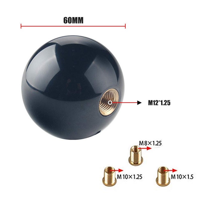 RASNONE 8 Ball Shift Knob Manual Gear Shift Lever Round Ball with 3 Adapters Black - Image 2